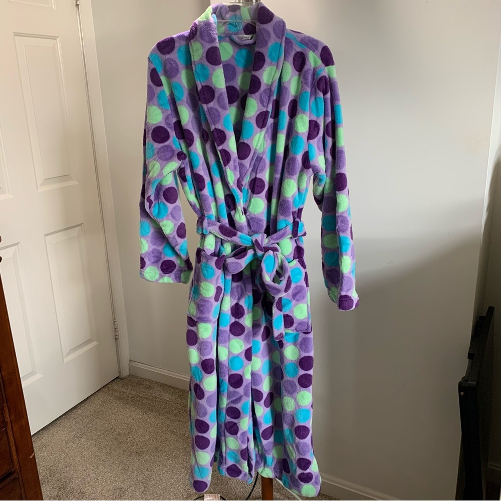 Adonna Women’s Robe Purple Polka Dot Size Medium